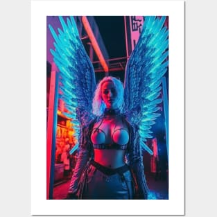 Angel Cyperpunk Beauty with Futuristic Cityscape - Ultra Realistic Posters and Art